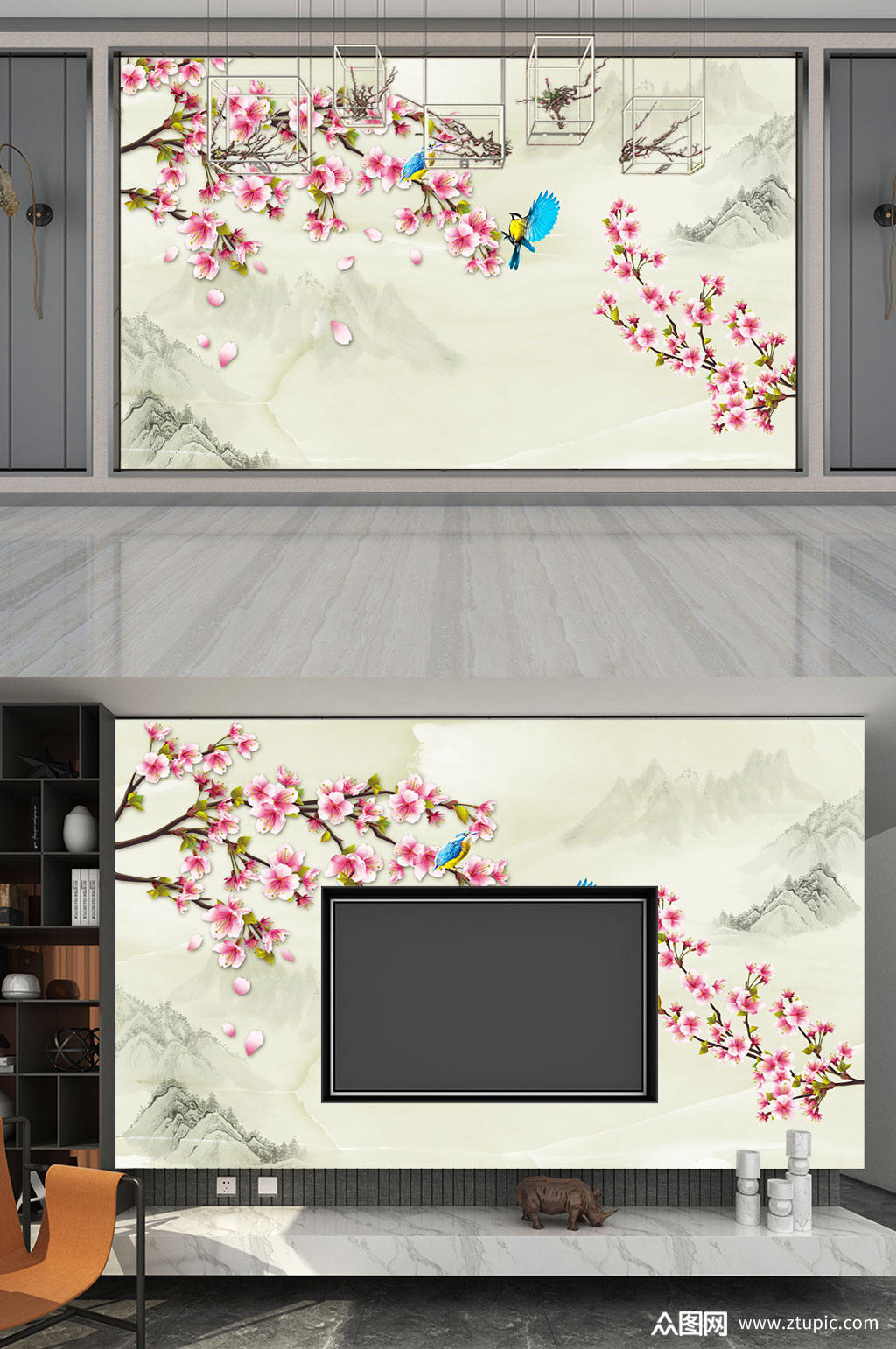 梅花中国风 背景墙素材