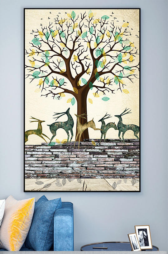 唯装饰画 森林树枝 手