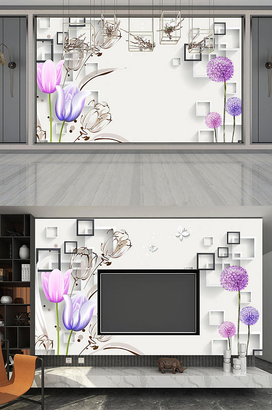 花開富貴大理石背景墻