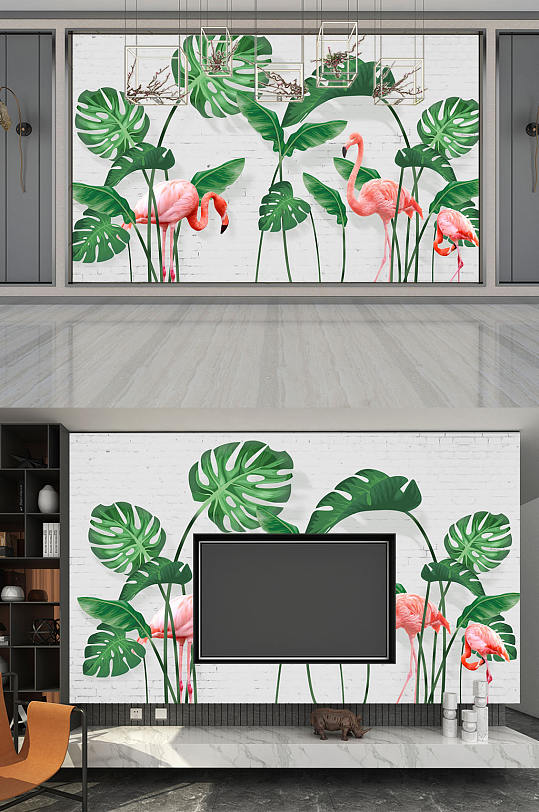 大理石无框画热带植物-众图网