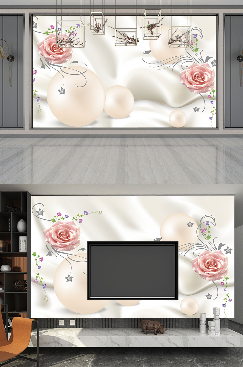 电视背景墙花卉素材