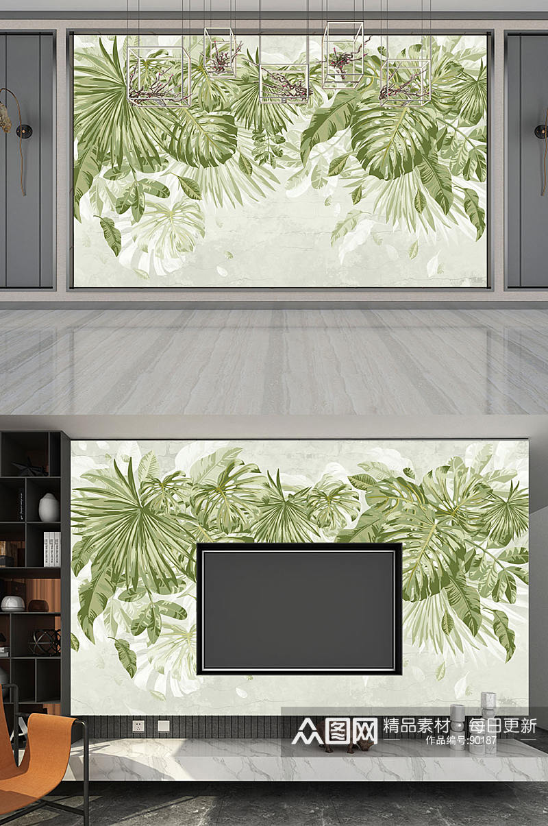 背景墙 热带植物 树叶素材