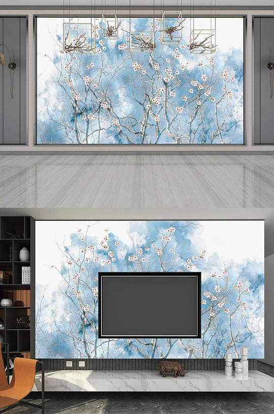 花鳥工筆中國風(fēng)背景墻