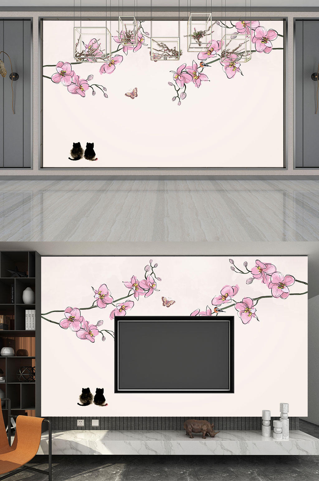 桃花唯美背景墙素材