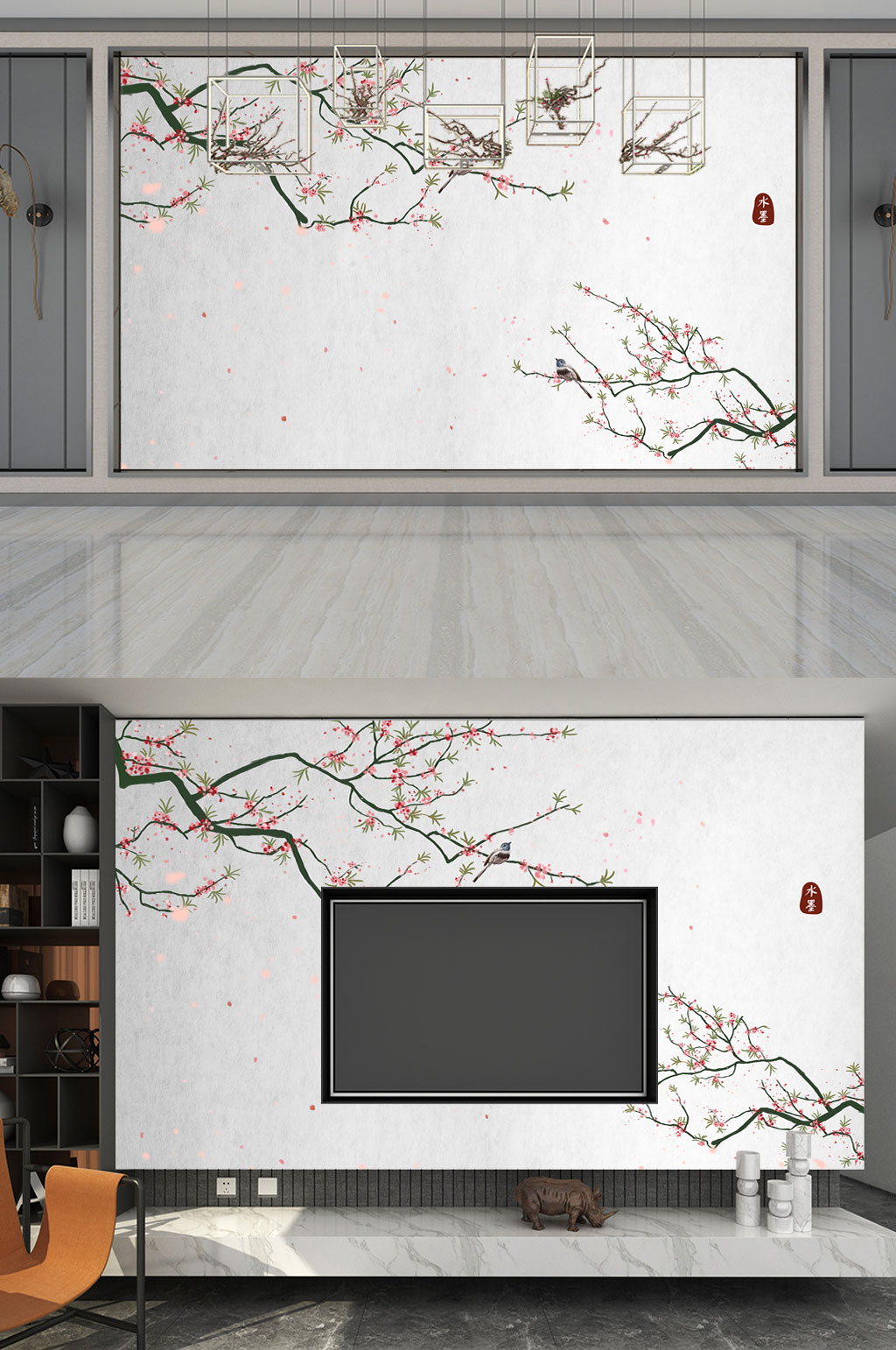 花鸟背景墙 桃花 花朵素材