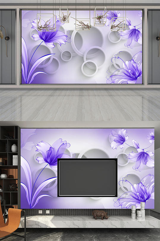 紫色唯美电视背景