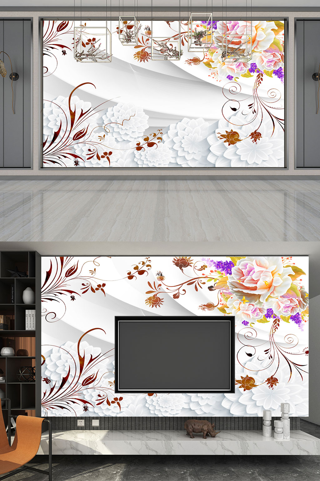 烂漫花卉背景墙素材