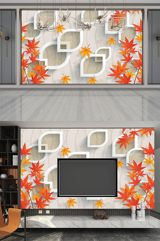 枫叶背景墙图片-枫叶背景墙效果图-枫叶背景墙设计素材下载-众图网