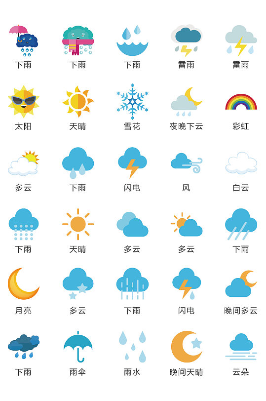 天气标识图标矢量