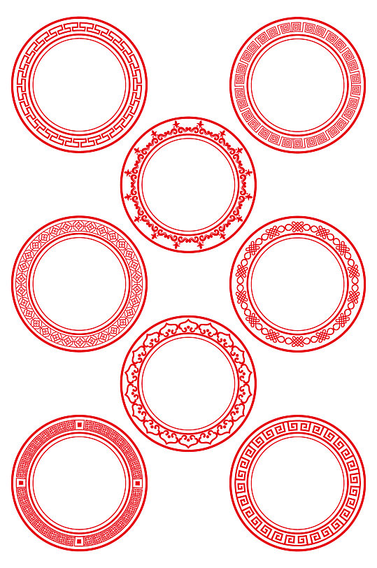圆形花纹边框回文纹样