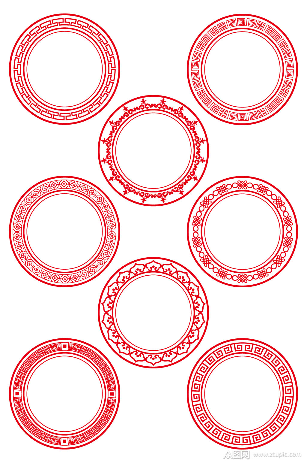 圆形花纹边框回文纹样