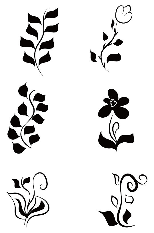 手绘树叶花纹图案