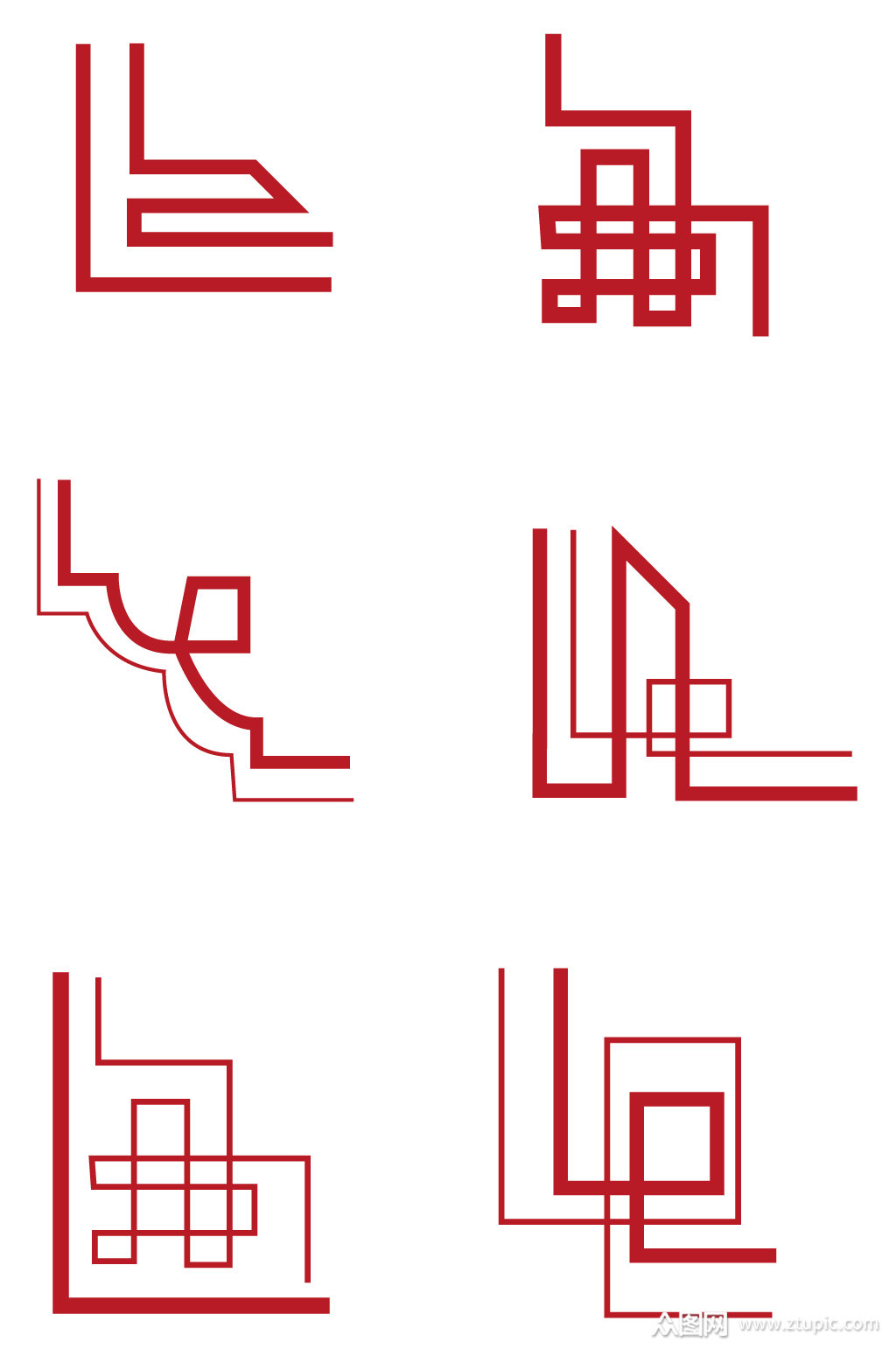 中式风格镂空边角图案素材