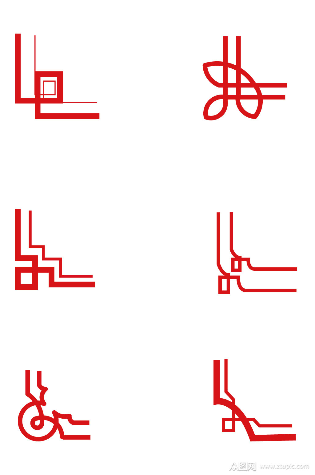 中国风边框花边红色矢量