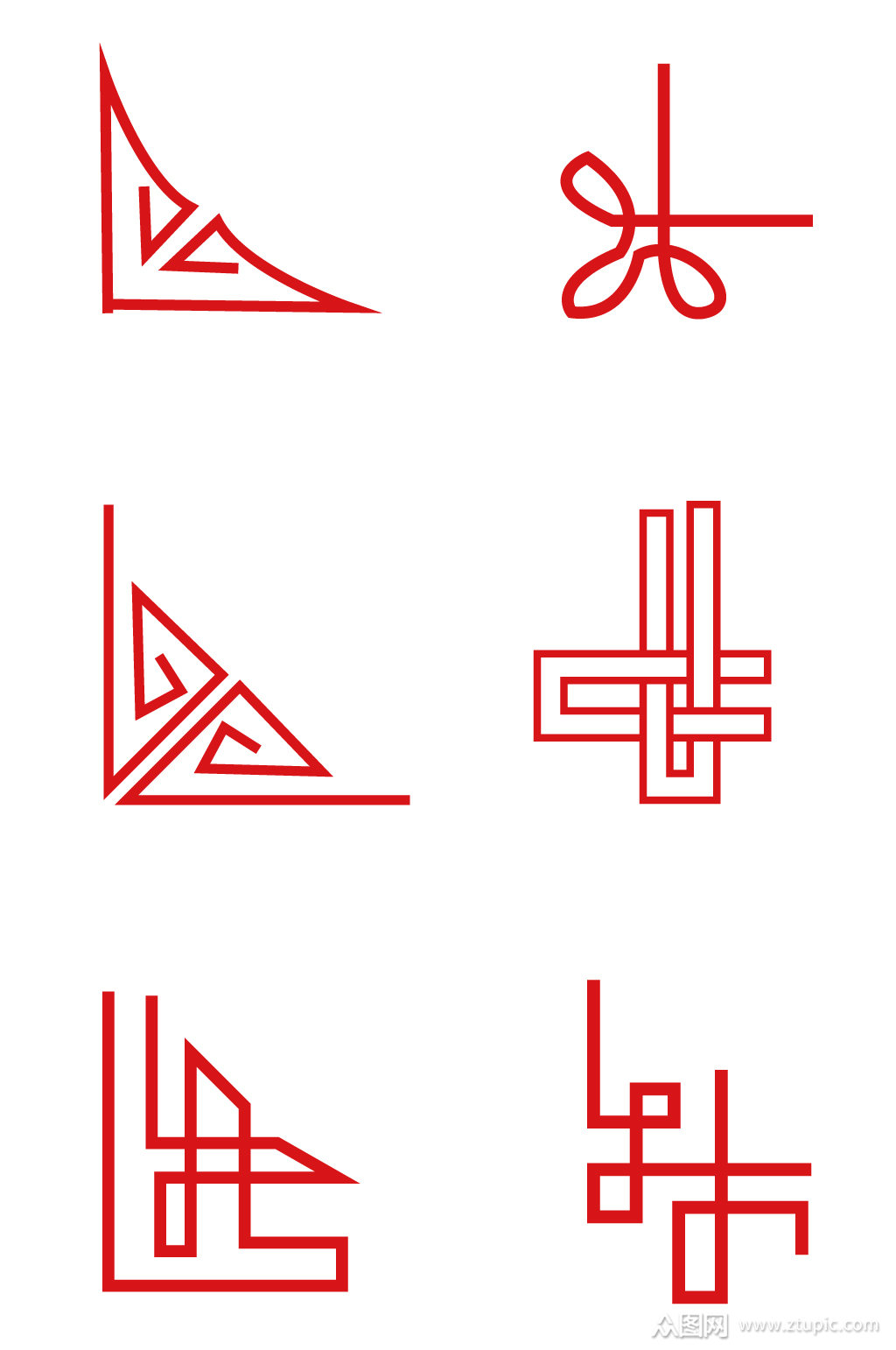 简约红色镂空窗边角图案