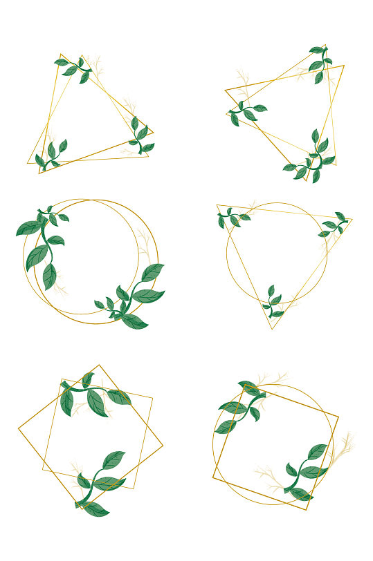 圆形森系文艺树叶边框