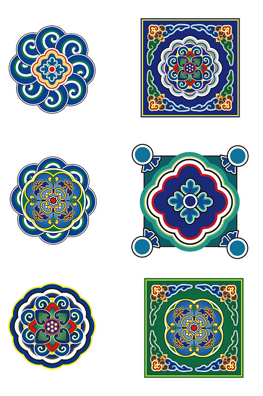 中式民族风纹样图版元素