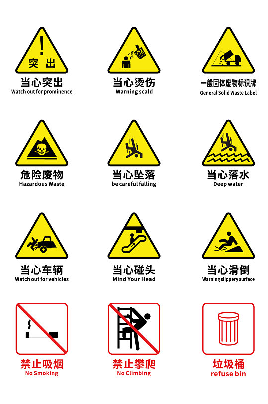禁止标识警告小图标禁烟标识禁止吸烟标识