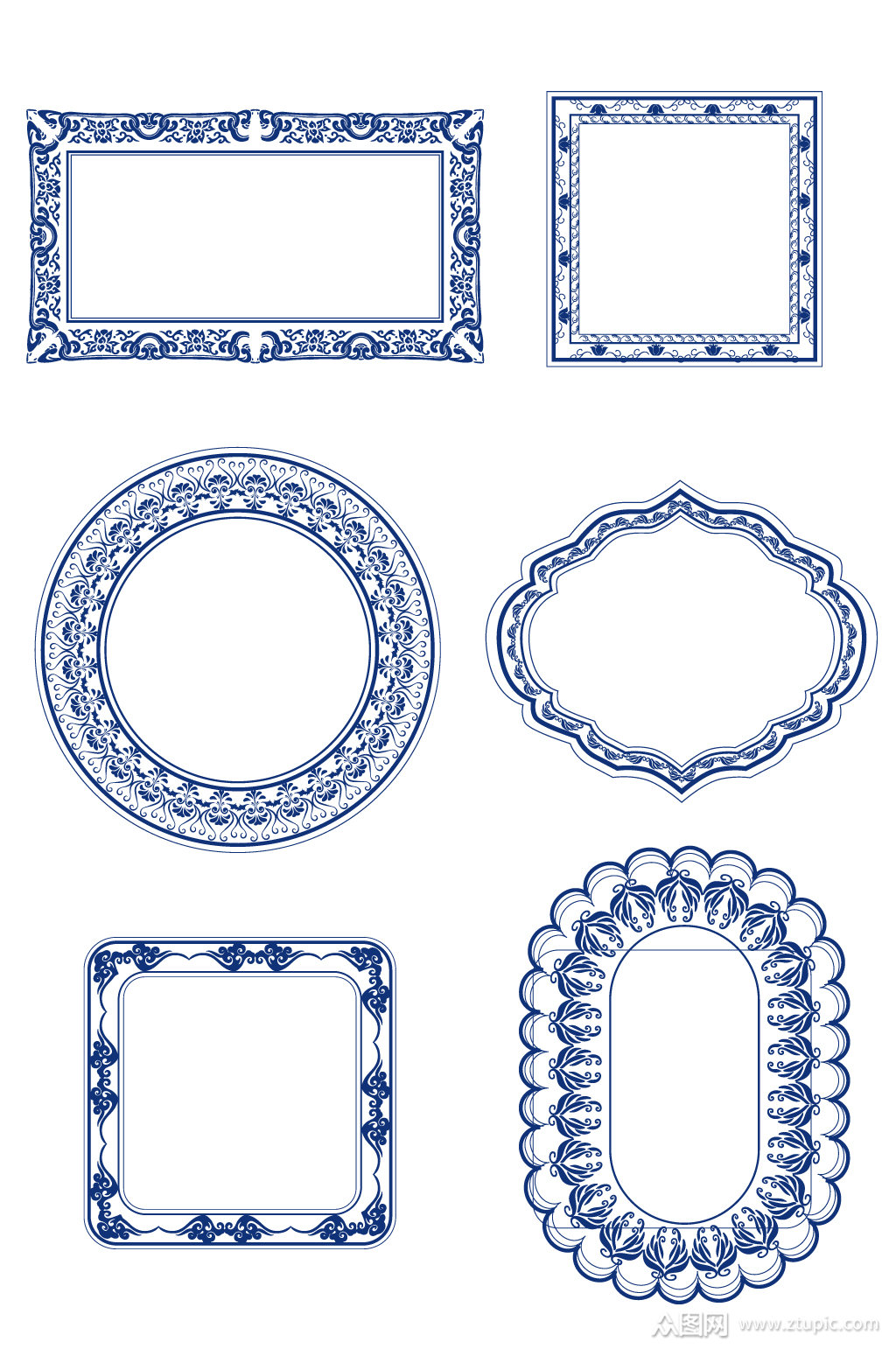 青花瓷装饰花纹边框