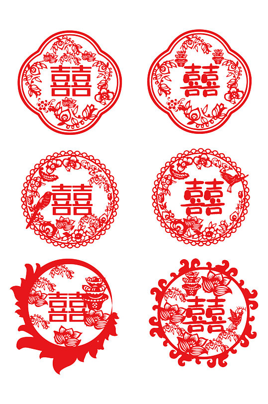 红色喜字喜庆花纹