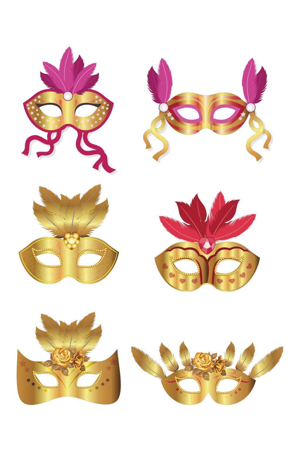 复古矢量花纹面具素材