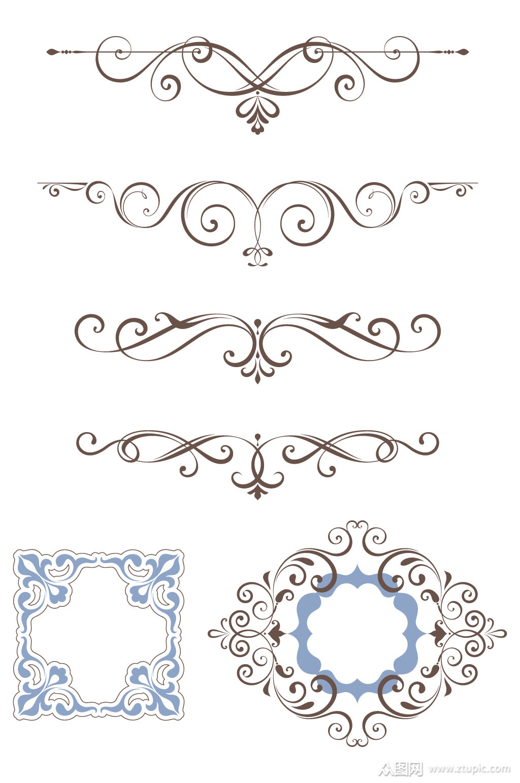 中式纹样边框花朵花边素材