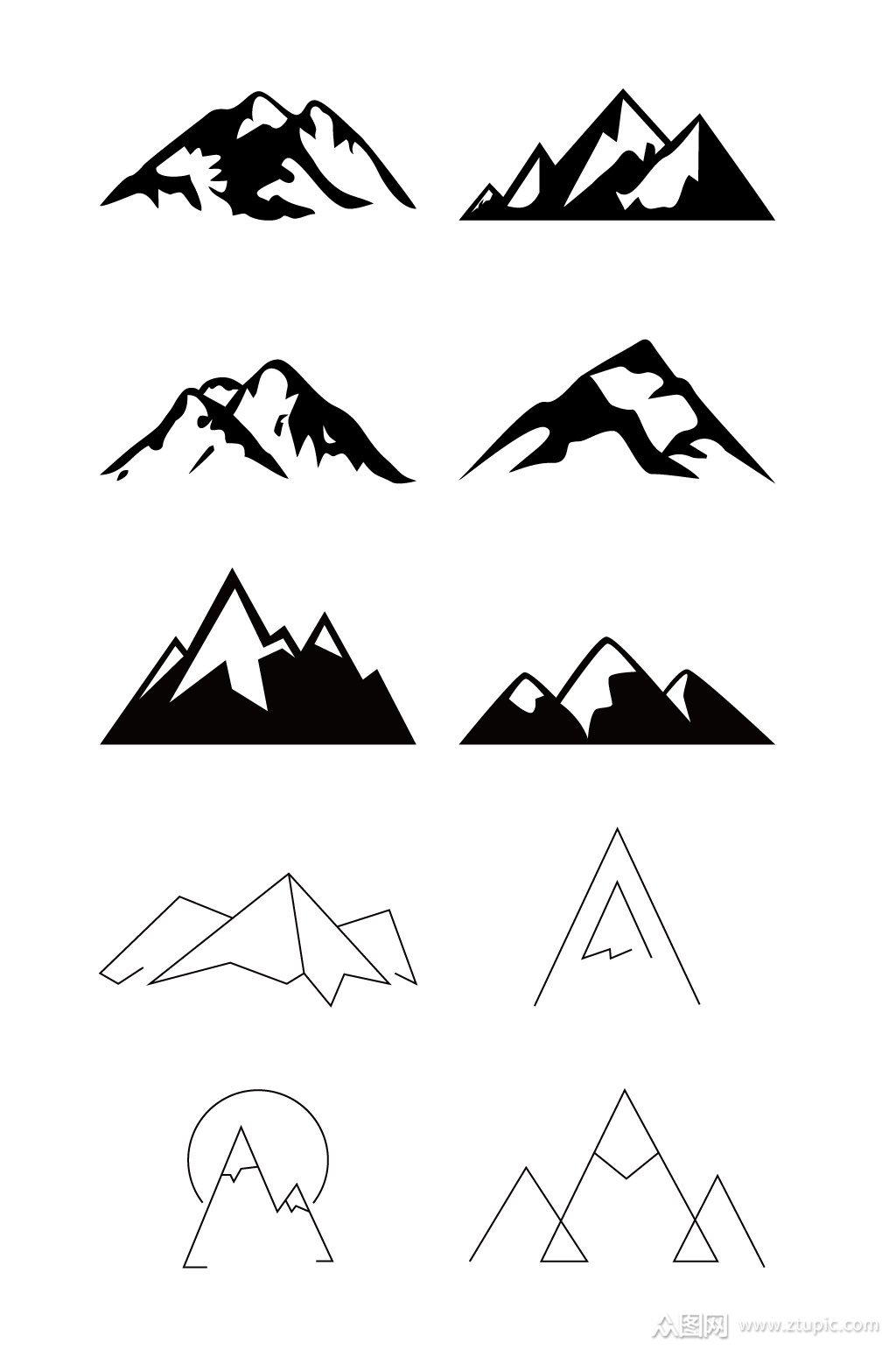 简约雪山山峰图标素材