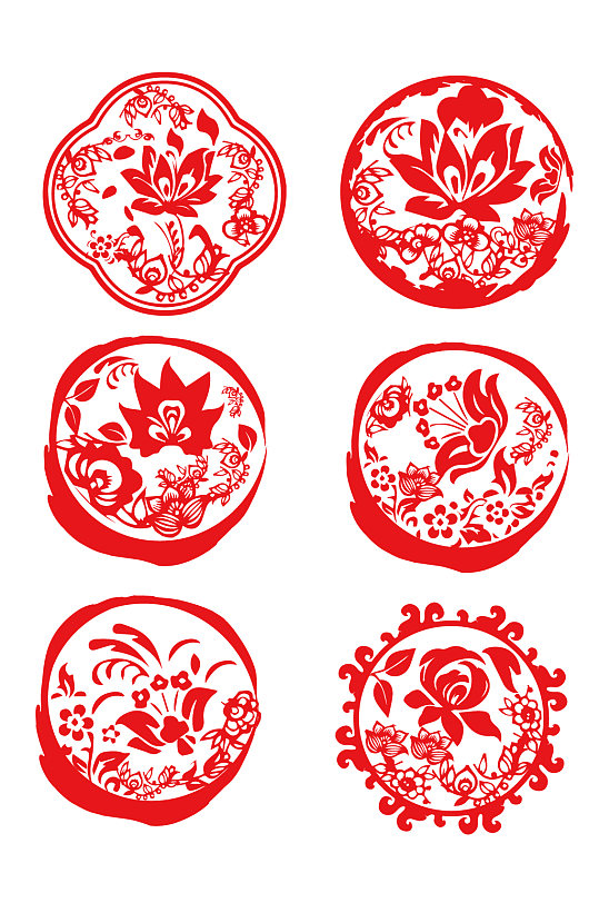 中式镂空剪纸花纹