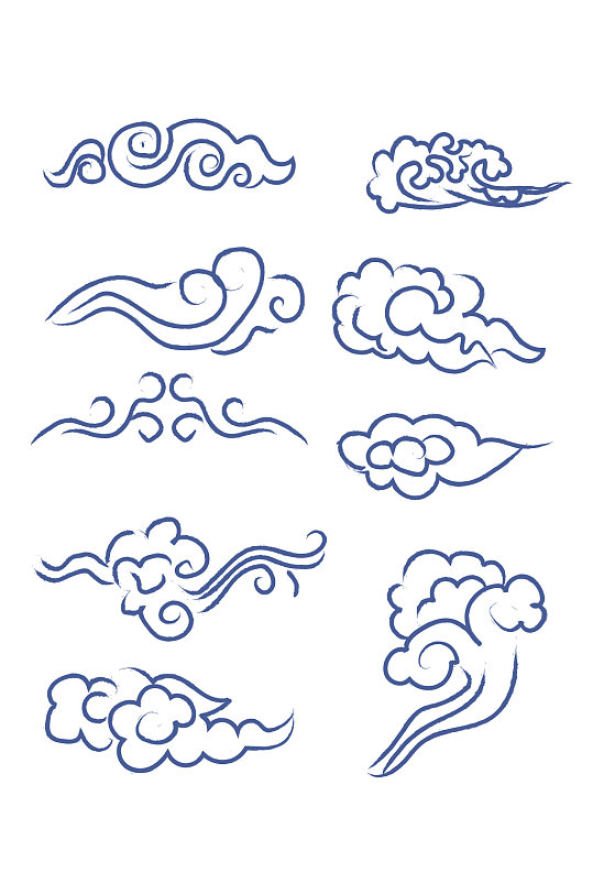 手绘简约祥云图案