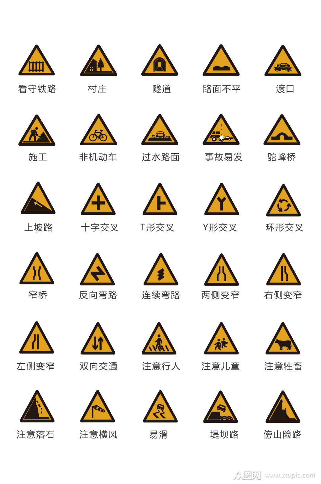 交通标志标识道路交通图标