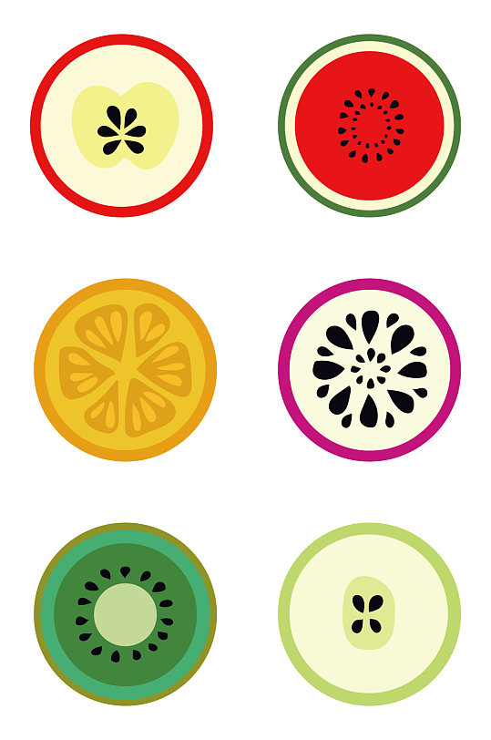 简约卡通半切水果