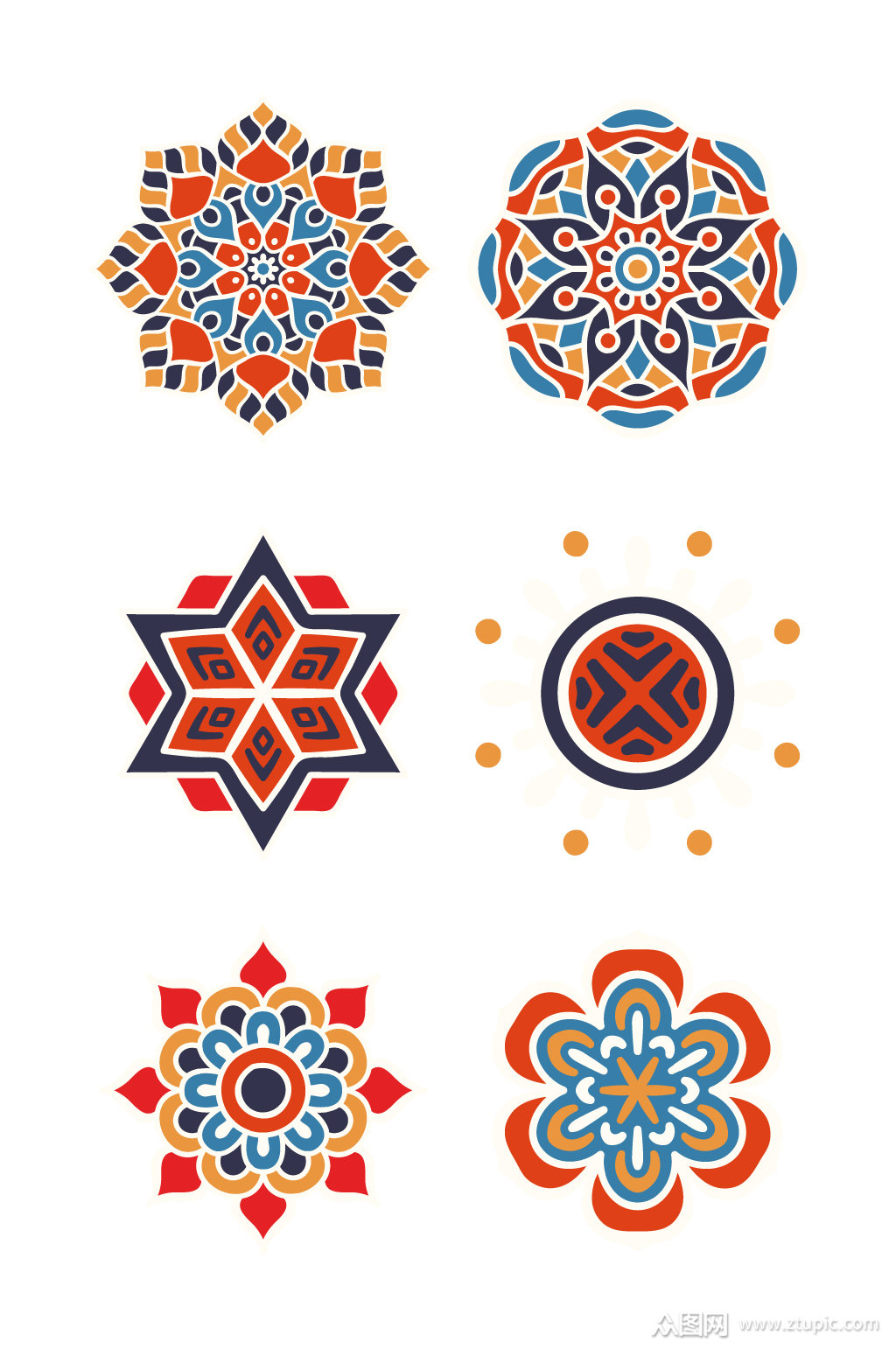 民族风素材彩色花纹元素