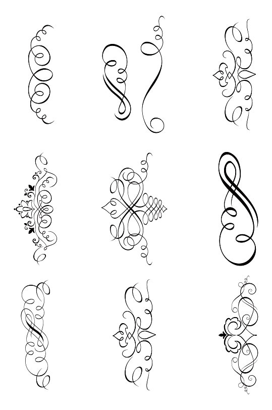 手绘线描分割线花纹