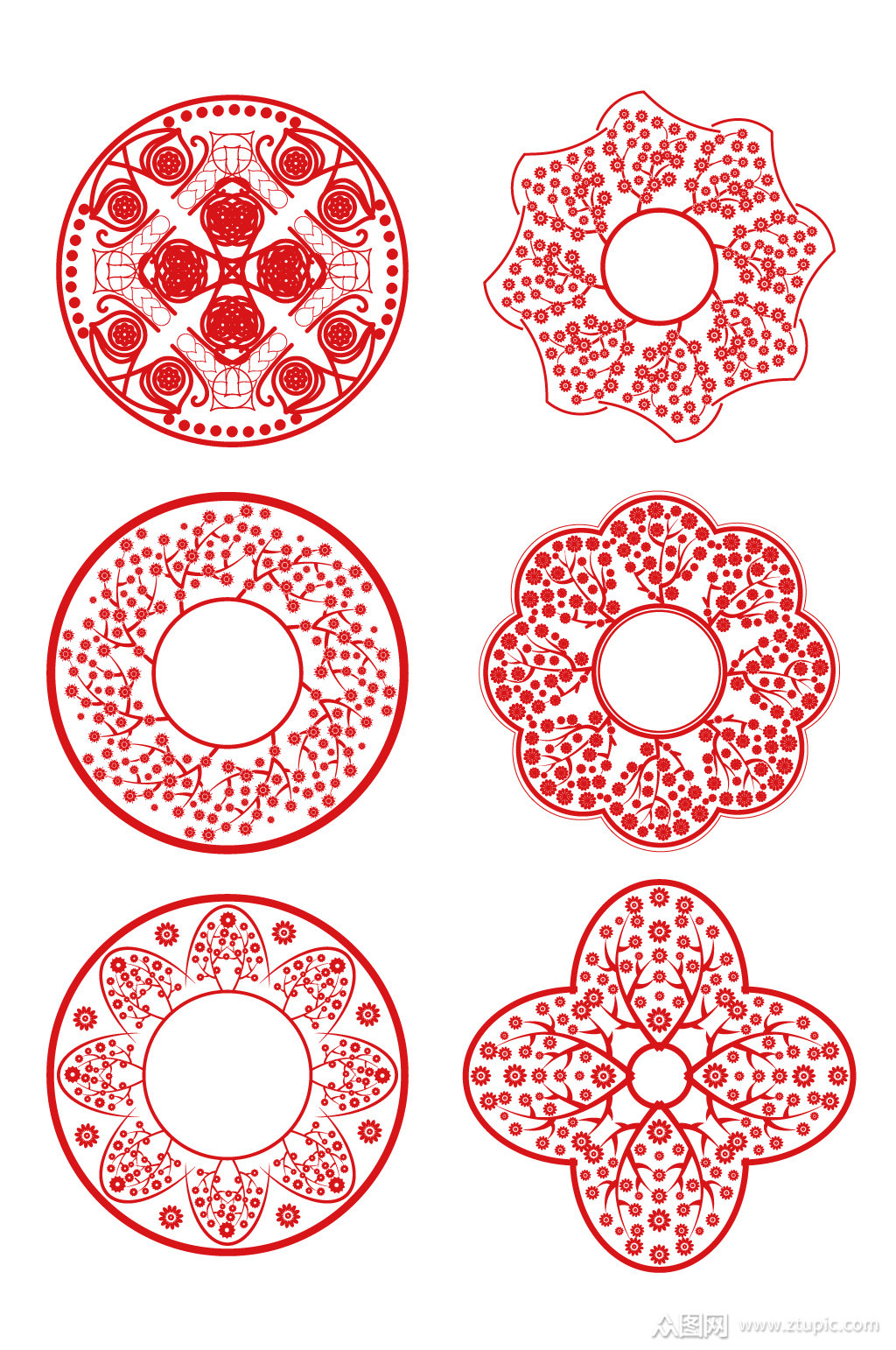 剪纸圆形花纹图案