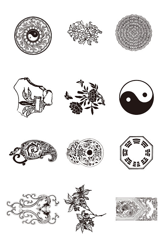 中国风太极花纹素材