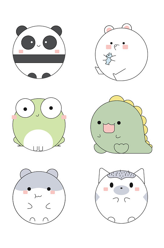 卡通动物立体装饰图标