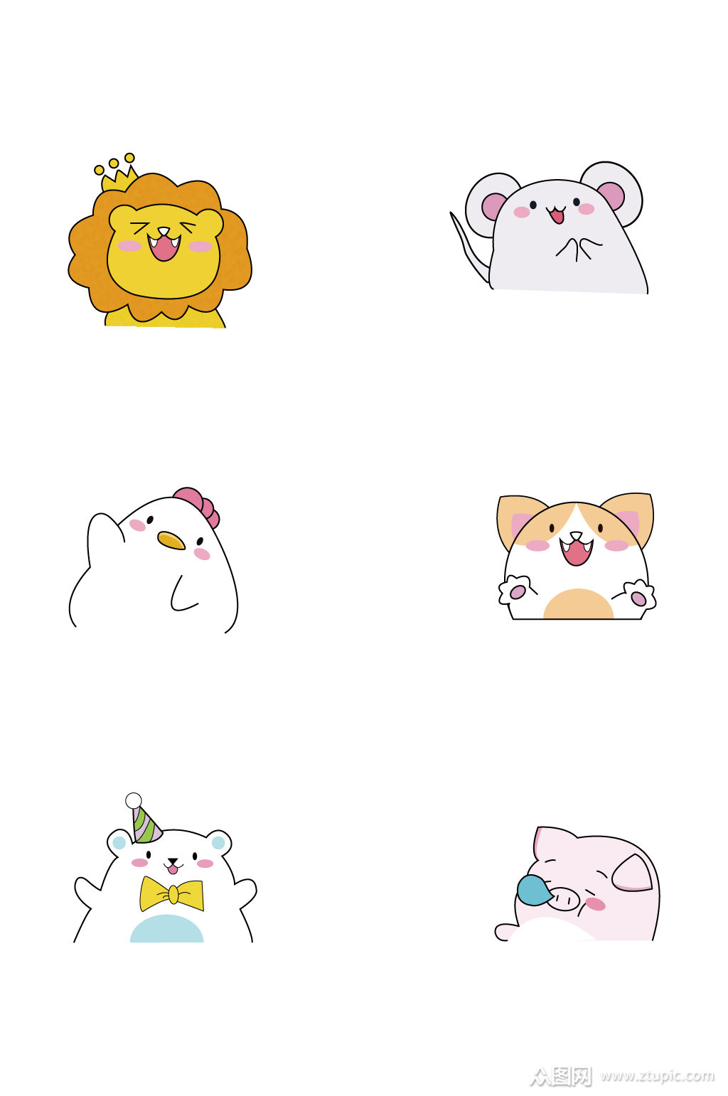 卡通可爱动物猫头素材