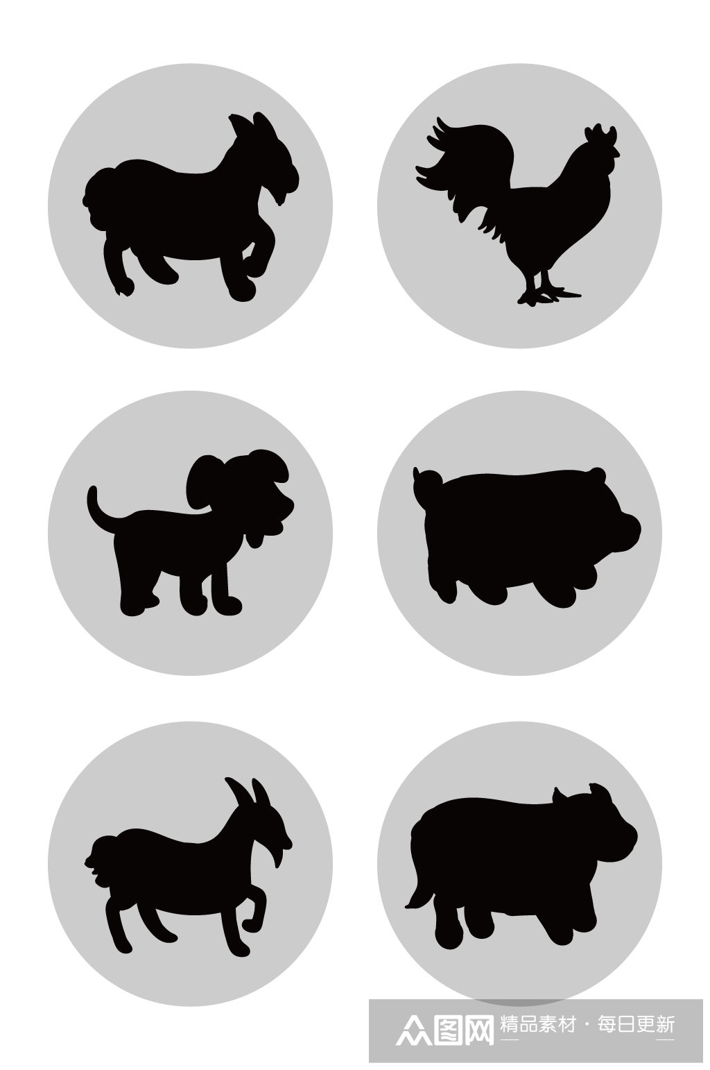 黑白卡通动物头像图片模板下载-编号258816-众图网