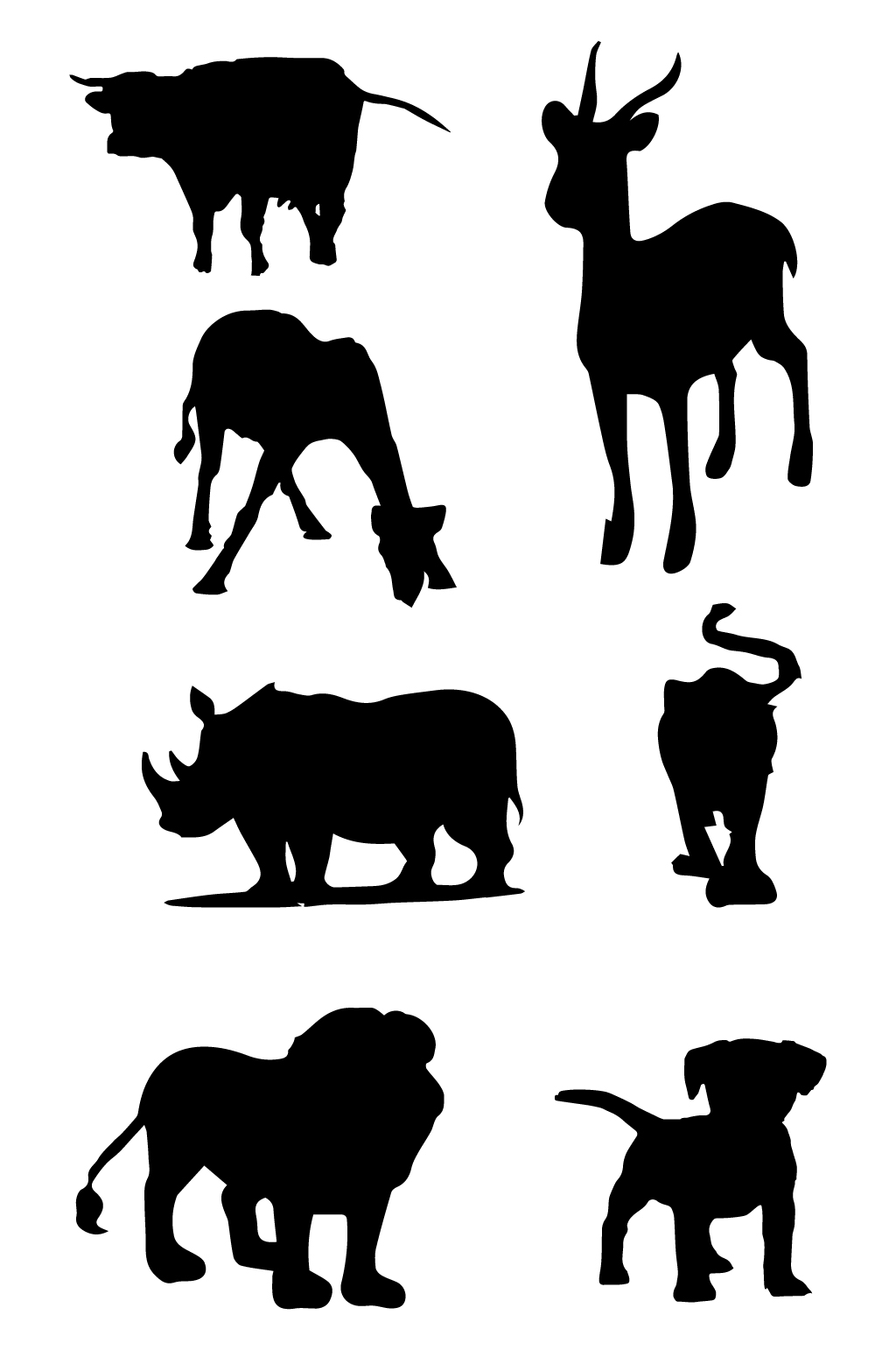 卡通手绘动物世界剪影素材