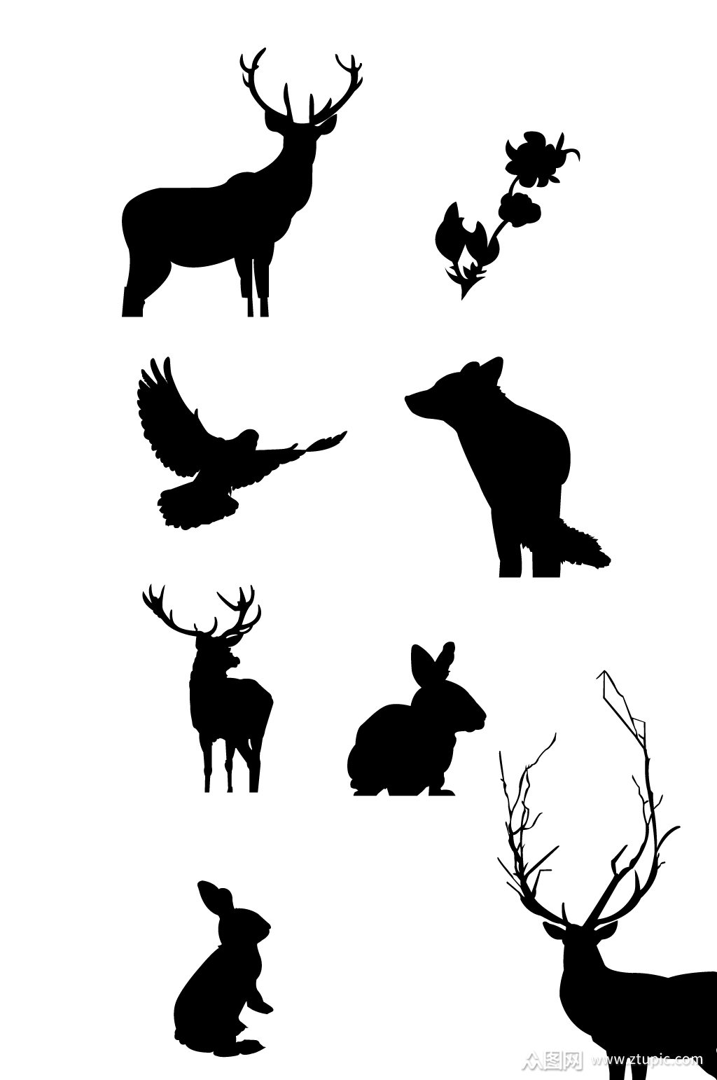 大自然动物的剪影