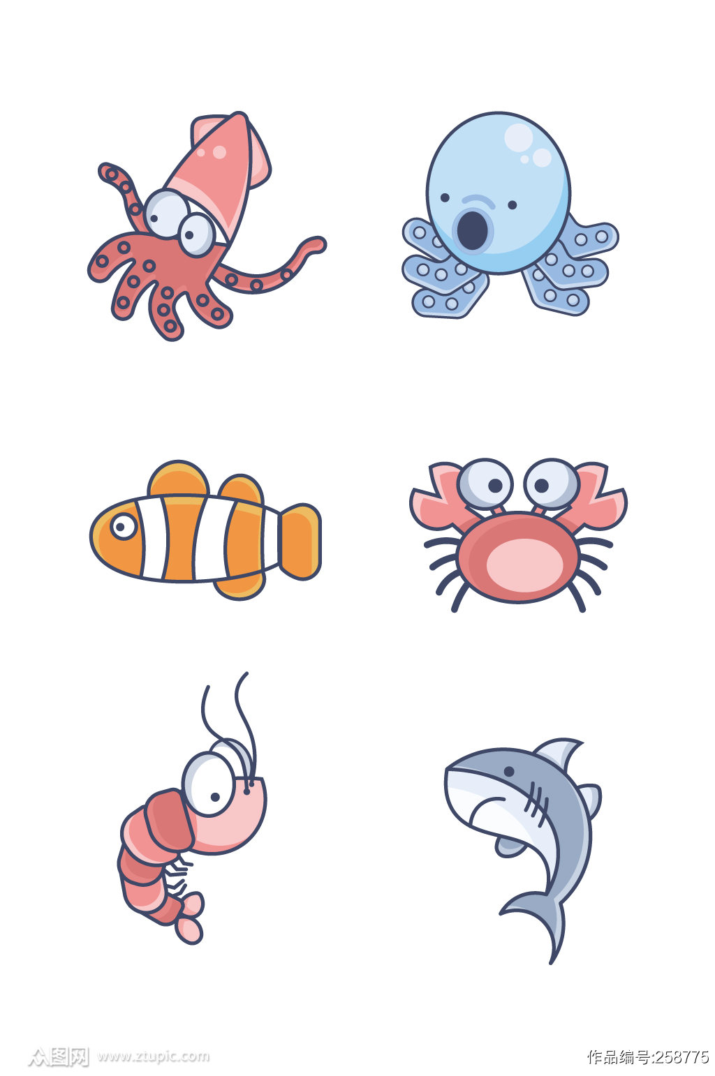卡通海洋动物图案模板下载 编号 众图网