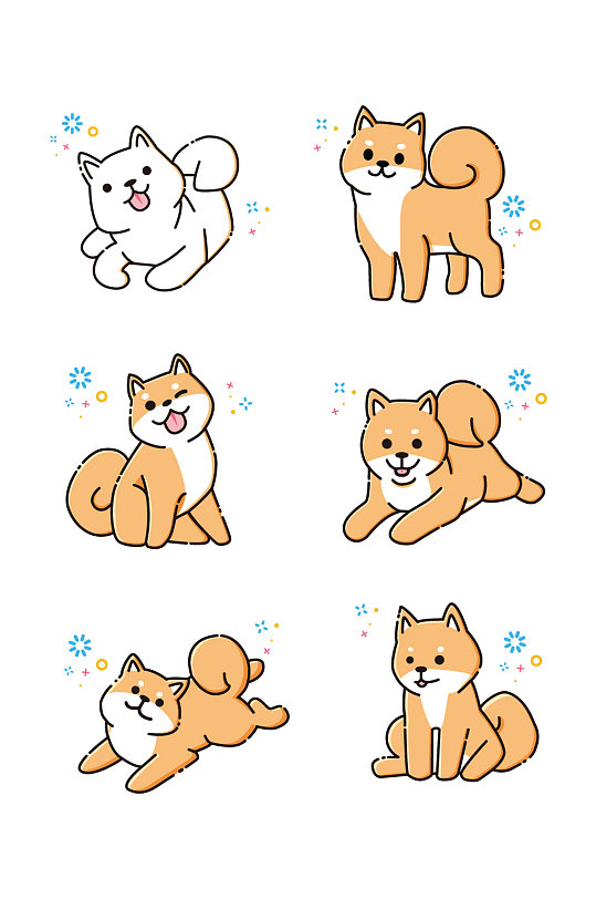 卡通手绘柴犬合集