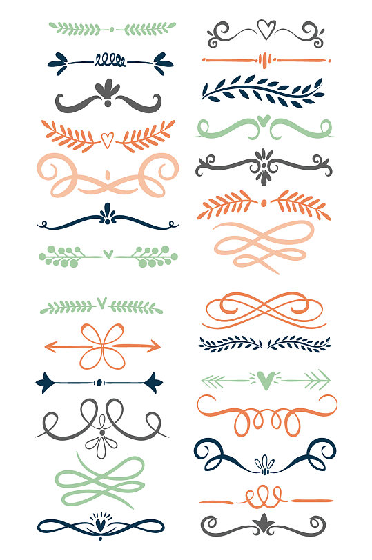 手绘叶子花边装饰素材