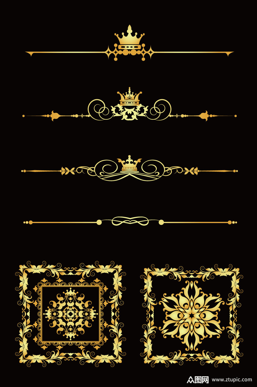 金色欧式花纹分割线