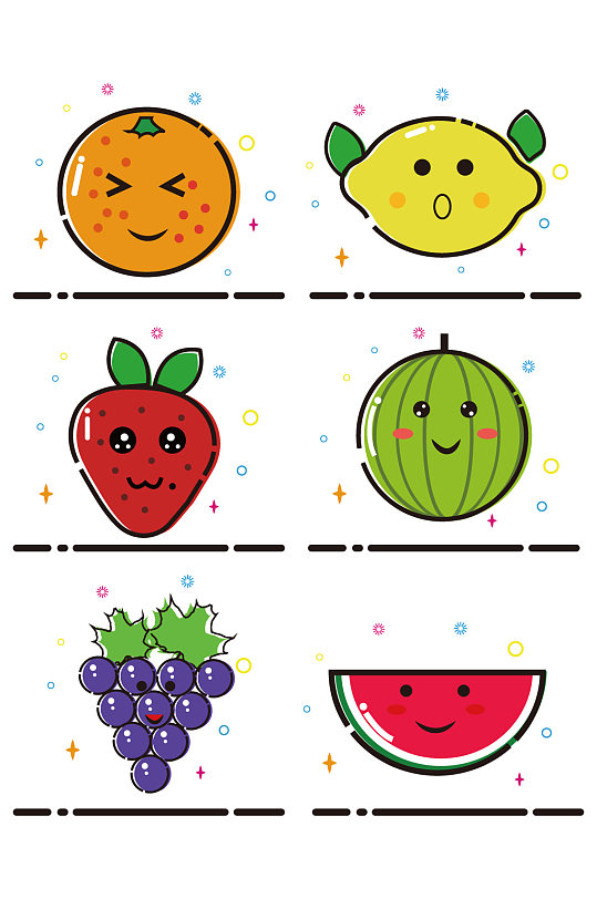 卡通形象水果简图标