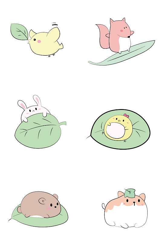 卡通玩耍的小动物作套图