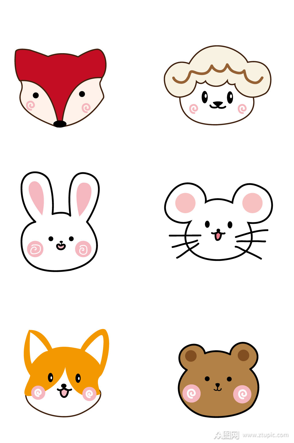 可爱卡通动物动物图标