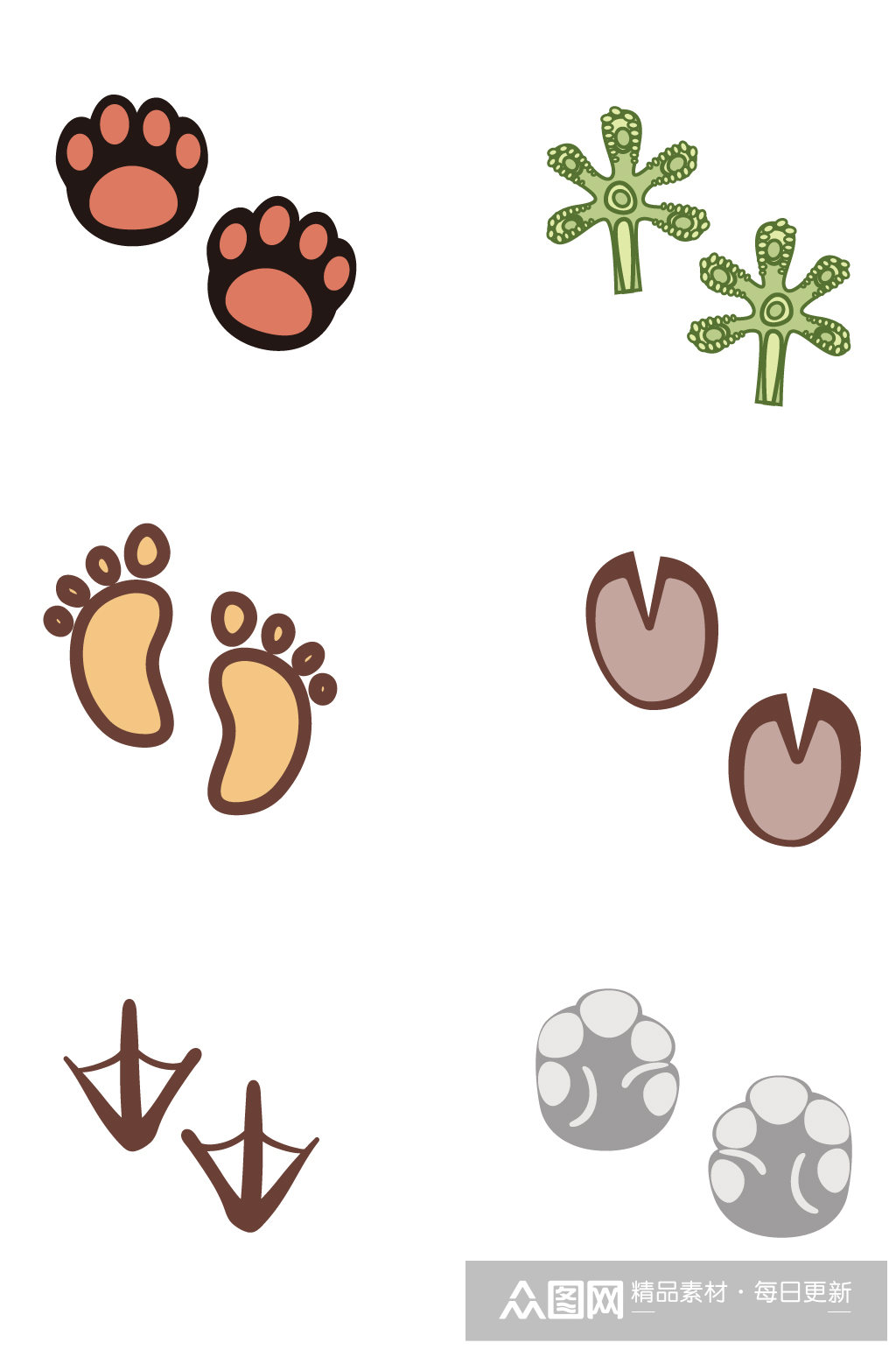 动物和人类脚印爪印牛蹄印