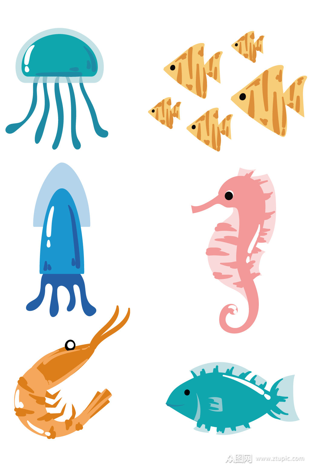 海洋卡通海底动物素材