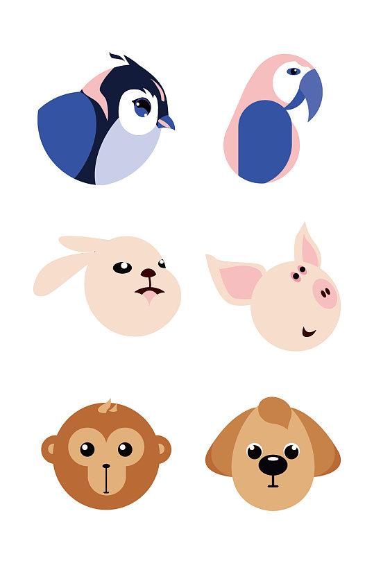 可爱动物头像图案